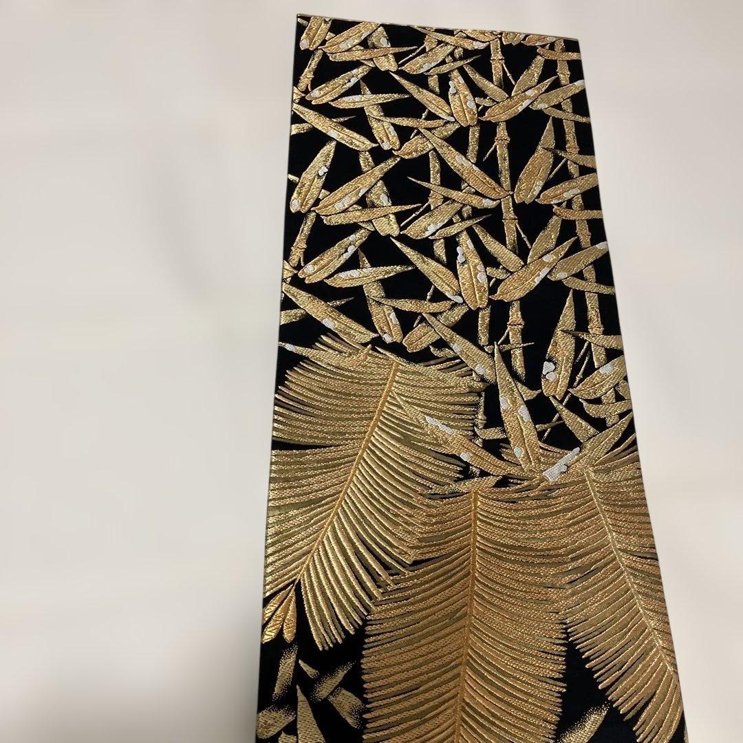 正絹 松に雪持ち笹図 袋帯 西陣織 作家 六通