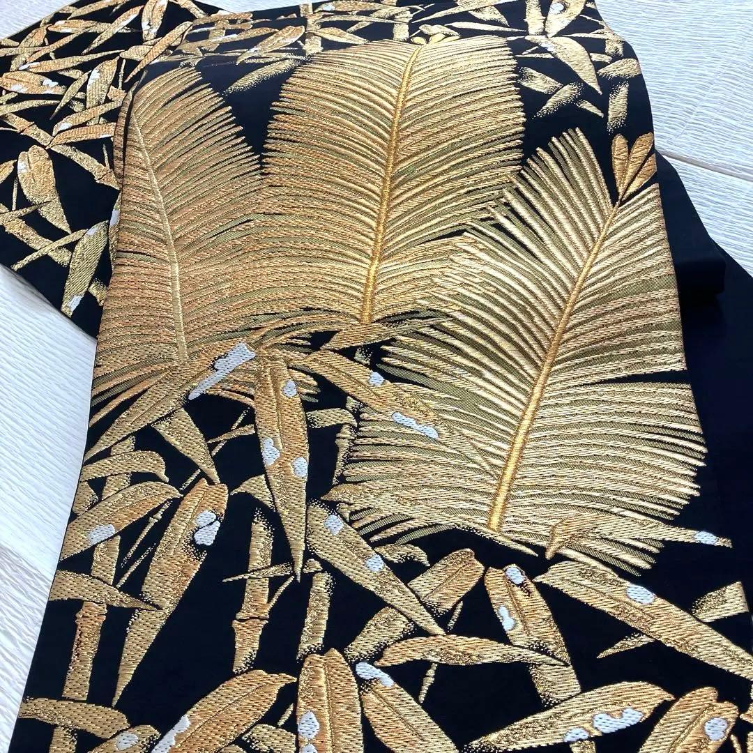 正絹 松に雪持ち笹図 袋帯 西陣織 作家 六通