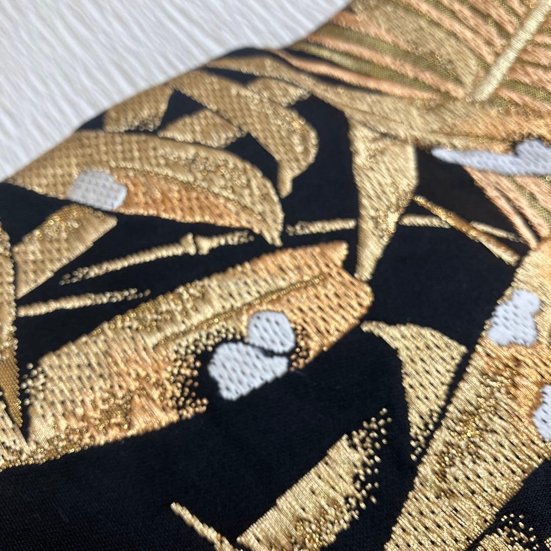 正絹 松に雪持ち笹図 袋帯 西陣織 作家 六通