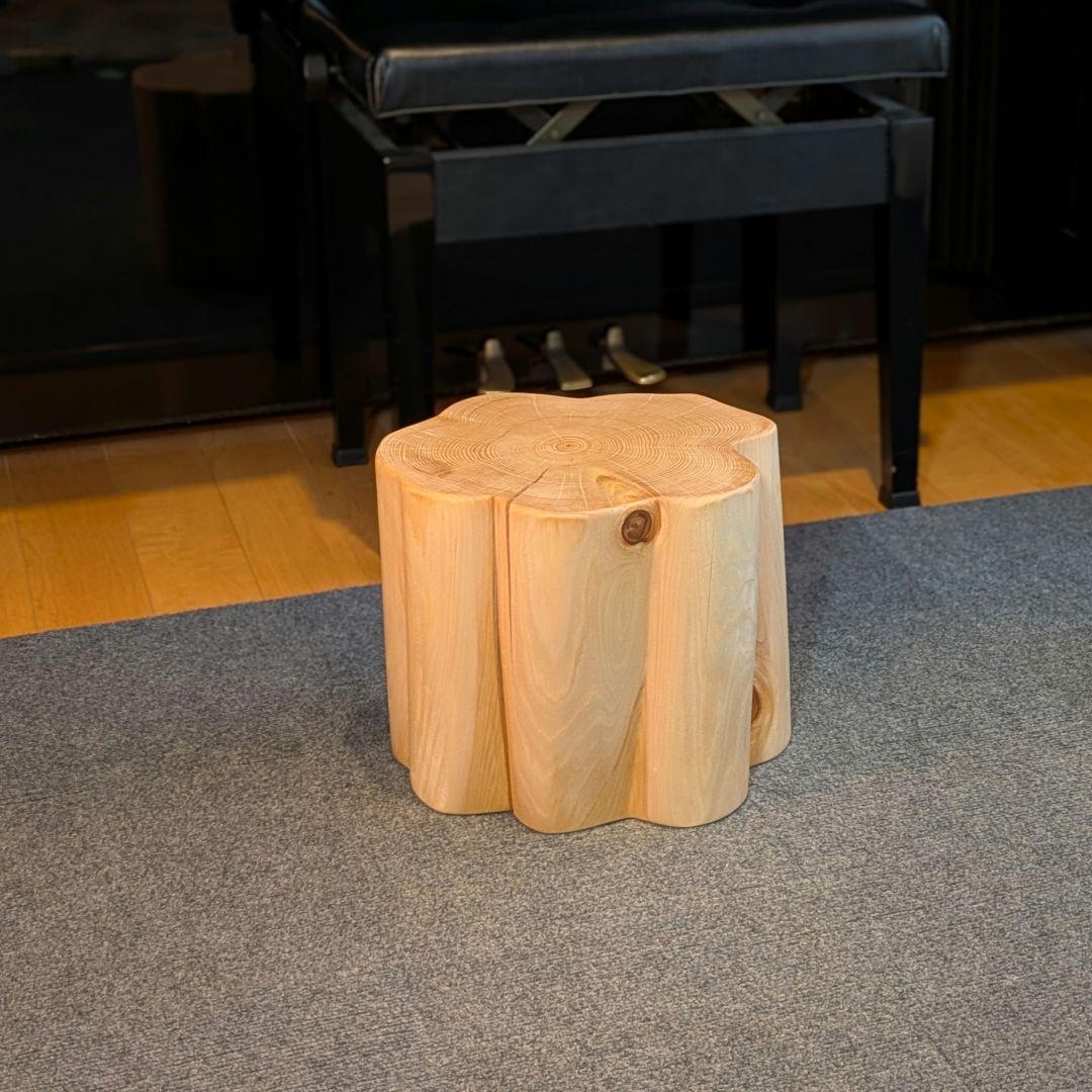 天然ヒバ　切り株　丸太　椅子　スツール　高さ約26.5cm　ヒバ丸太　2点セット