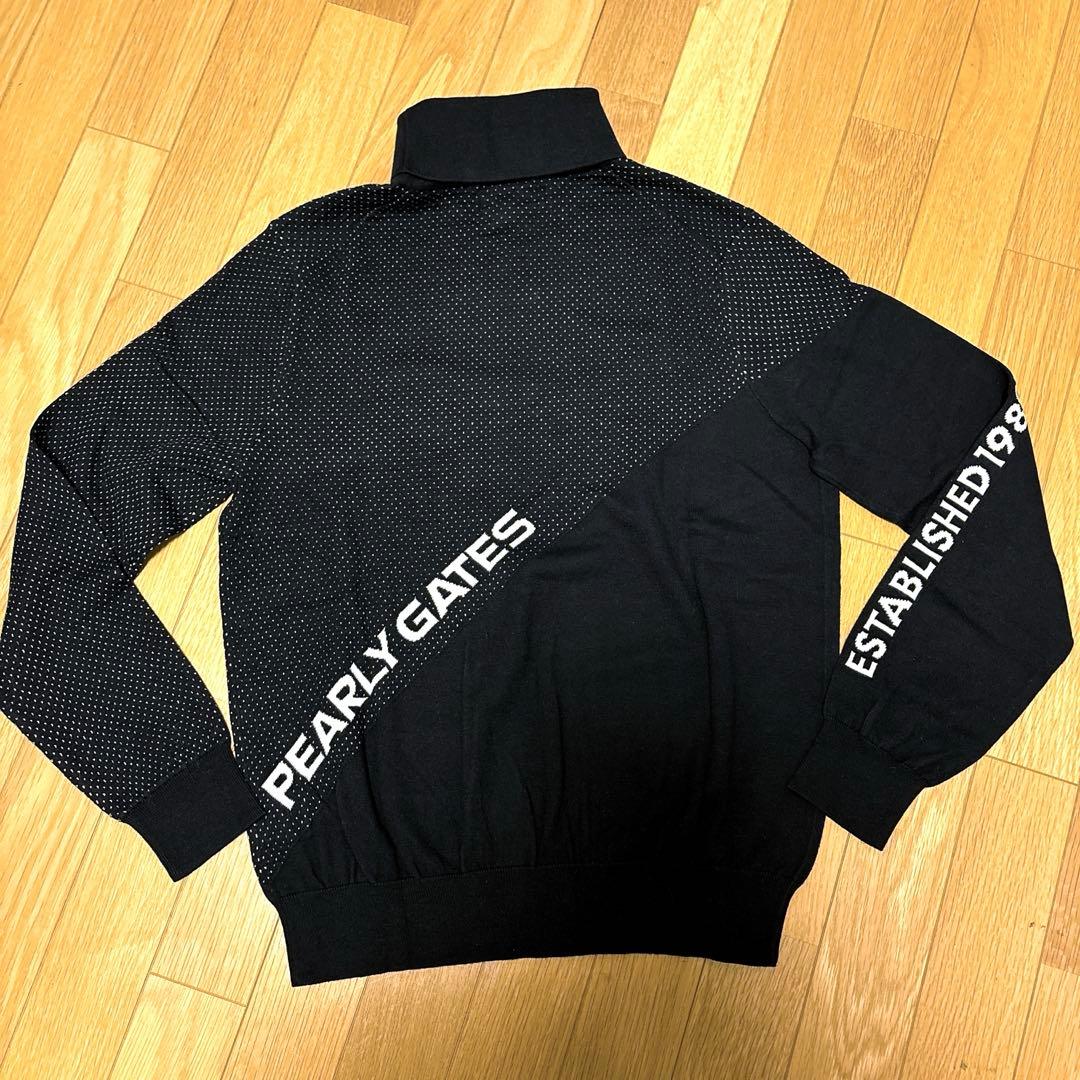 パーリーゲイツ☆新品 カシミヤタッチコットン コラーゲン加工タートルネックニット