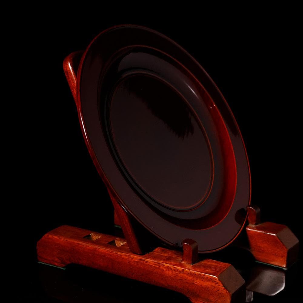 T　秀斉作　 利休好字　干菓子盆　茶道具　盆　お茶　木製　共箱