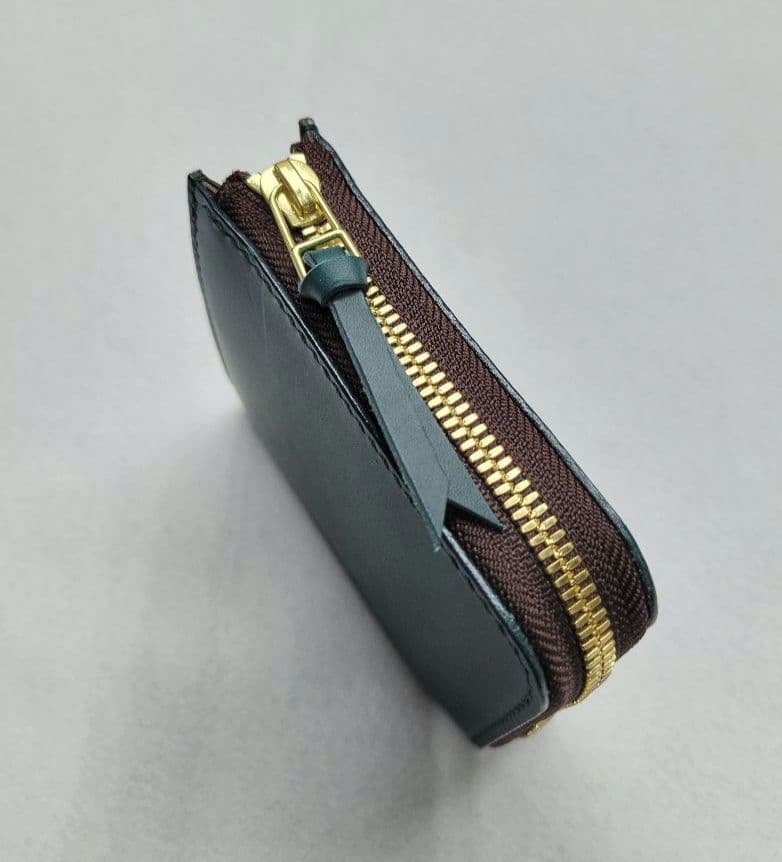 L字ファスナー財布　イタリアレザー　小銭入れ　コンパクト財布　ハンドメイド
