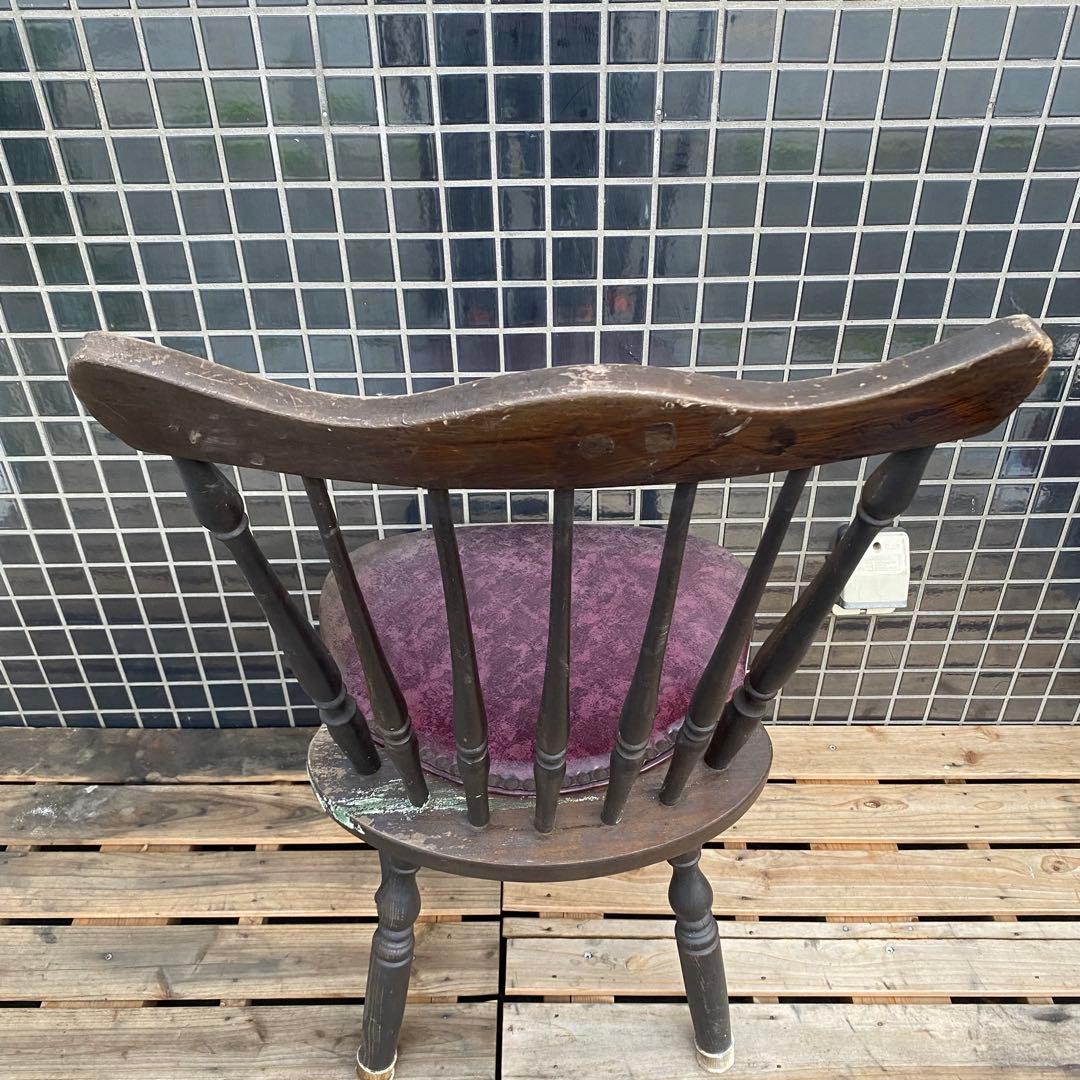 ヴィンテージチェア 座面革 木椅子 インテリア ディスプレイ