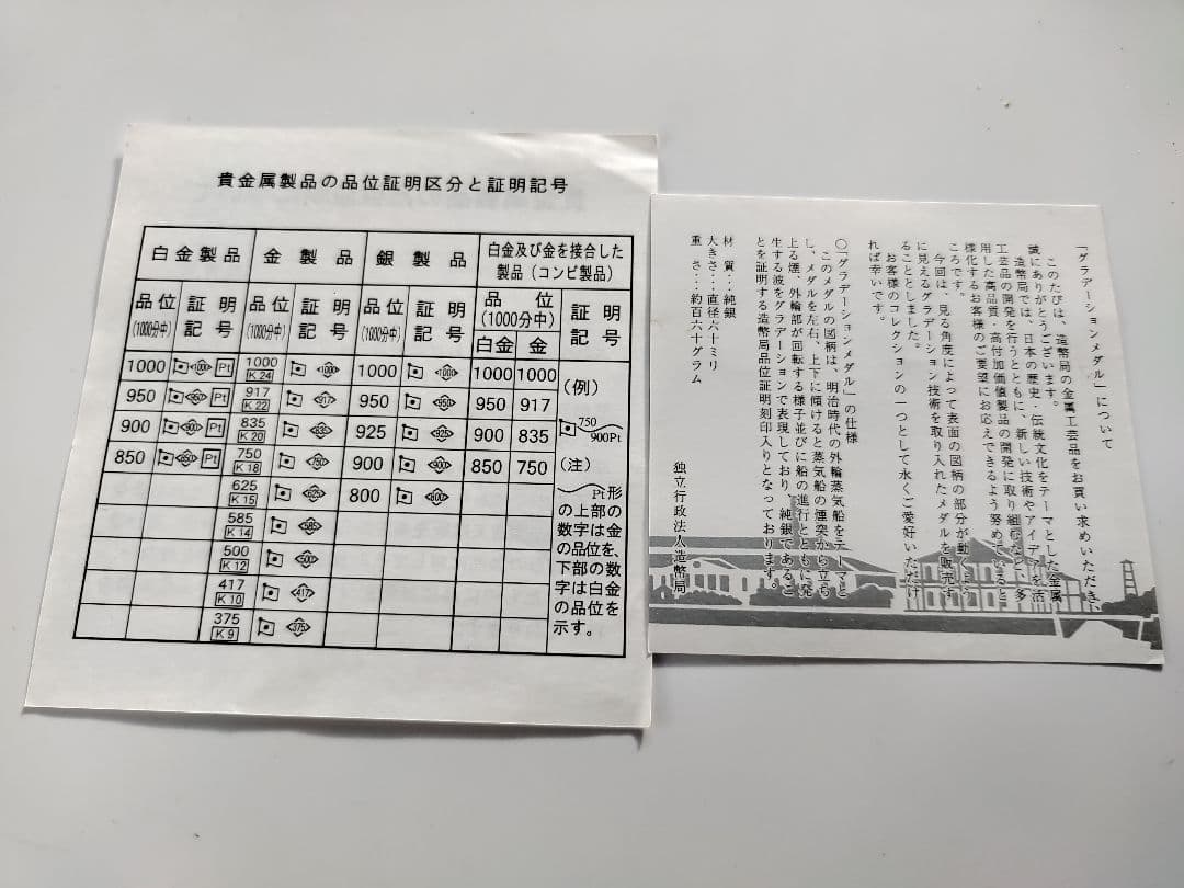 グラデーションメダル「外輪蒸気船」造幣局 記念メダル　純銀160g 銀メダル