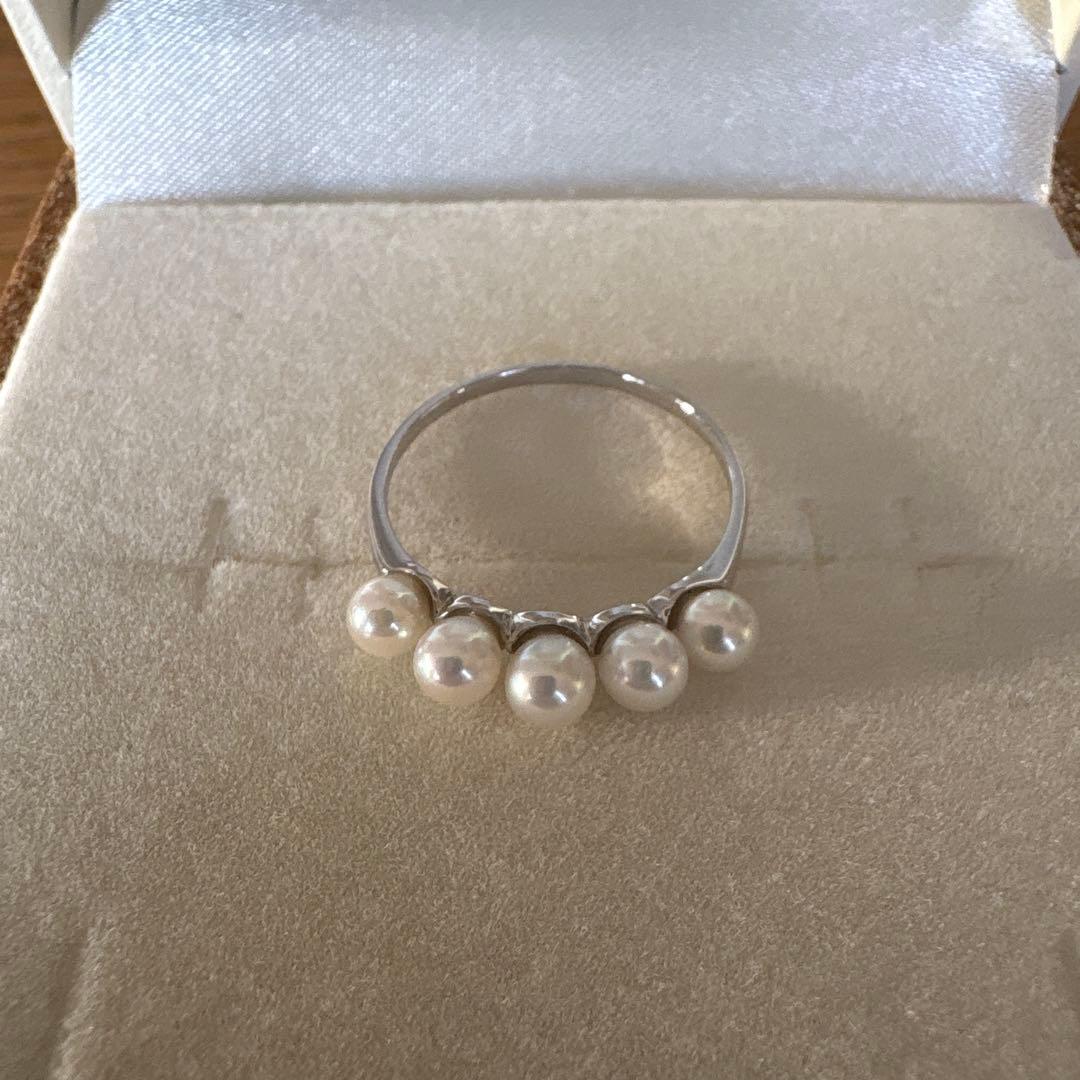 パール優美　あこや真珠　ベビーパール　リング　K18 WG 13号　箱付