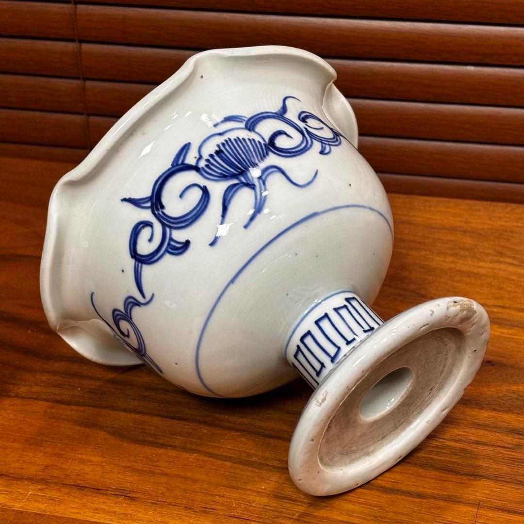 古伊万里　染め付け　金魚図　盃洗