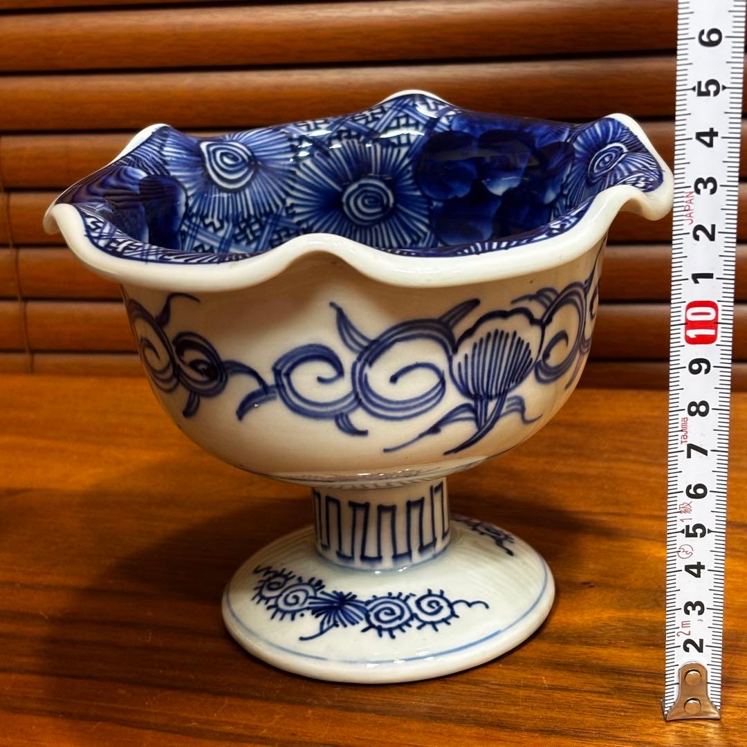 古伊万里　染め付け　金魚図　盃洗