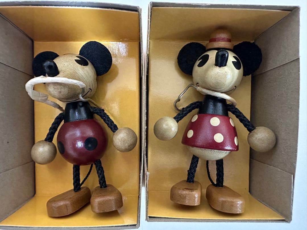木製 レトロトイコレクション ウッデンドール S ミッキー＆ミニーペアセット