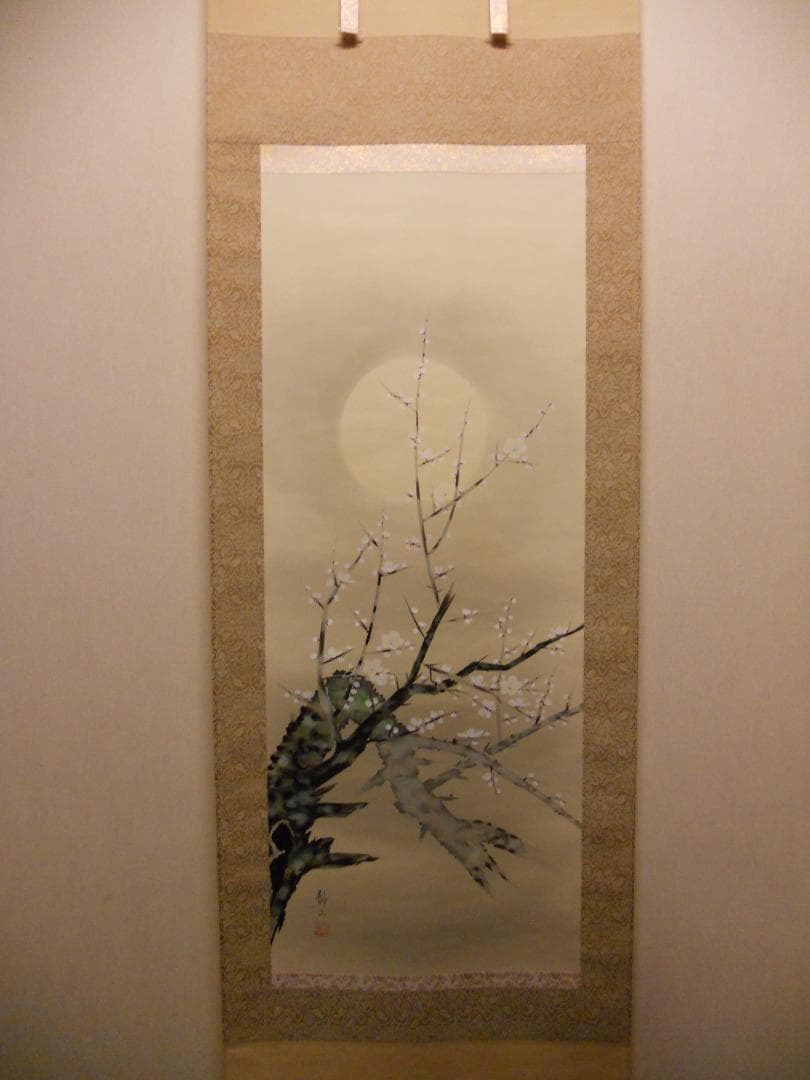 掛け軸 静山 四季名月 絹本 希少 軸装 茶道具 掛軸 美品 です。