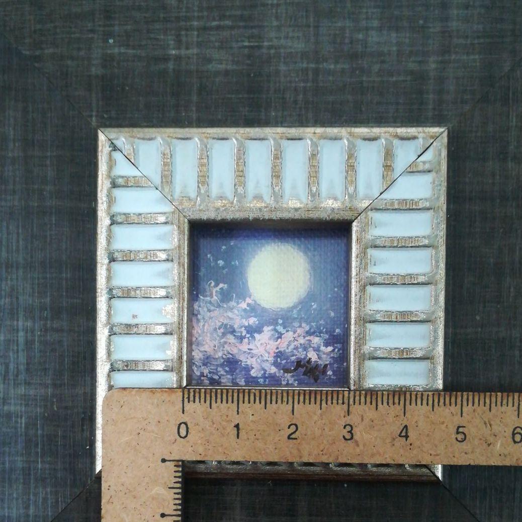 油絵　満月　桜