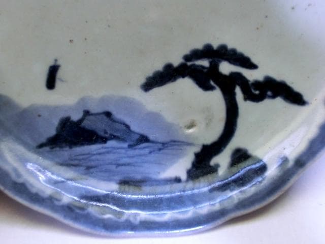 大皿■富士山 松(江戸後期～明治期)染付 山水 伊万里 古美術 時代物 骨董品■