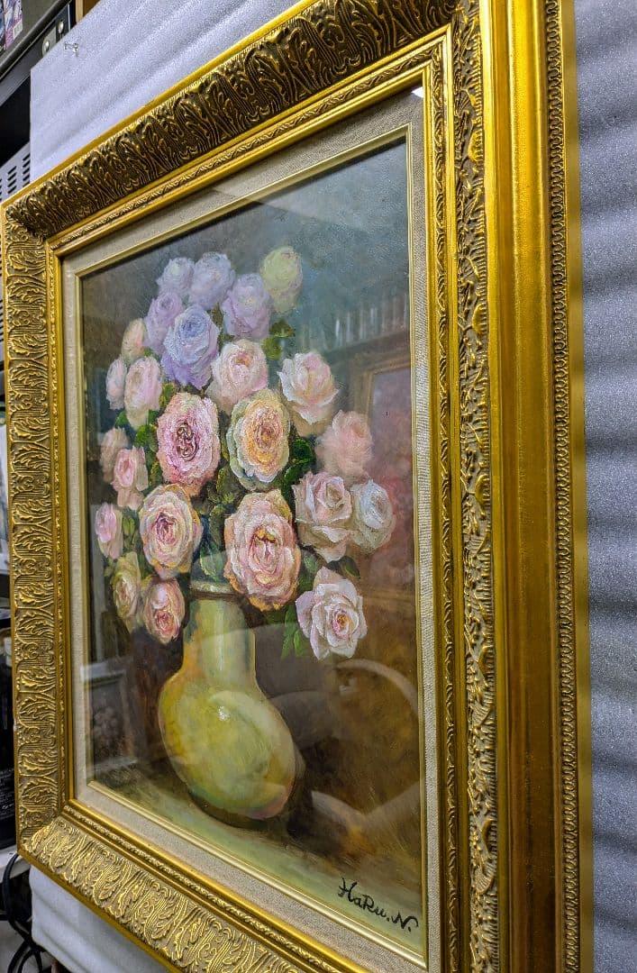 画家haru油彩画★F8号★薔薇★肉筆画＊一点物＊静物画★