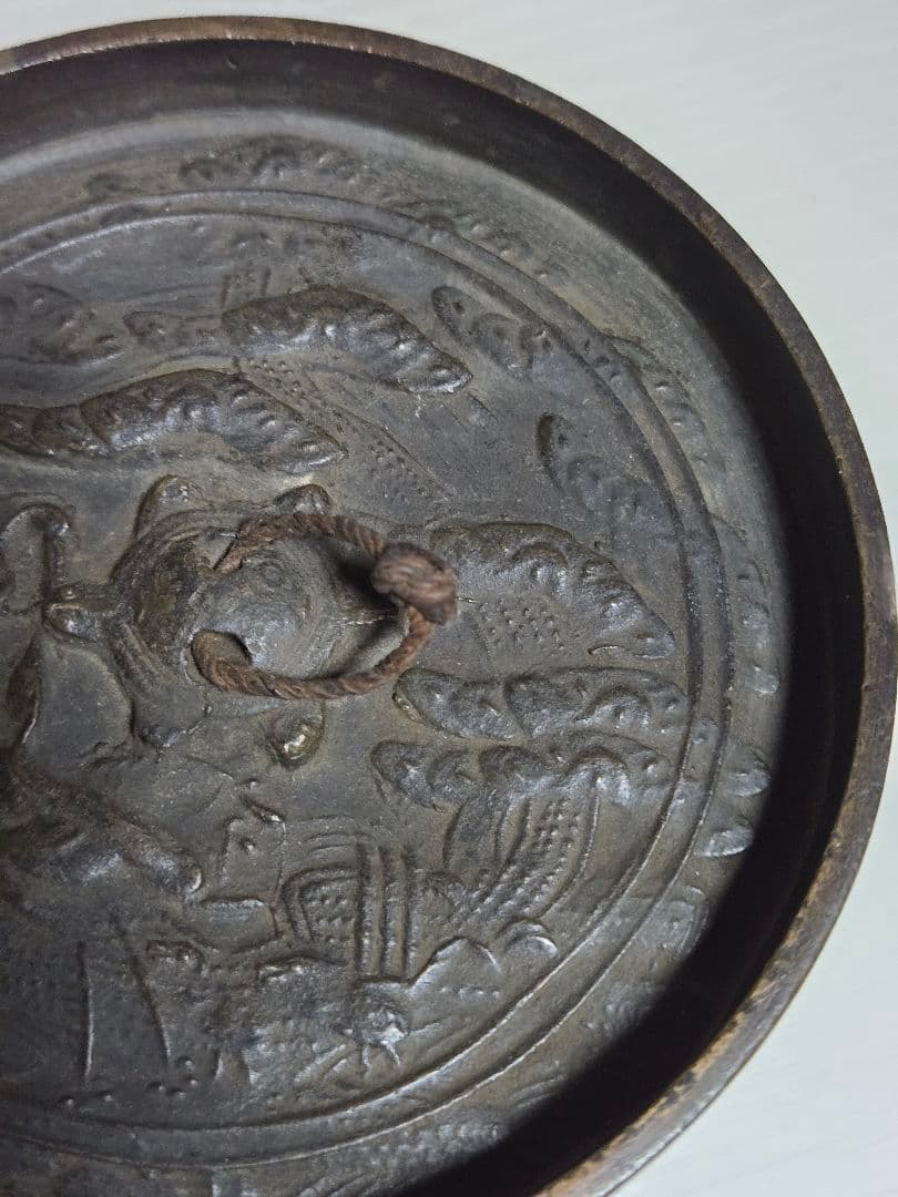 江戸時代　古鏡　和鏡 銅鏡　　円鏡　鶴亀松