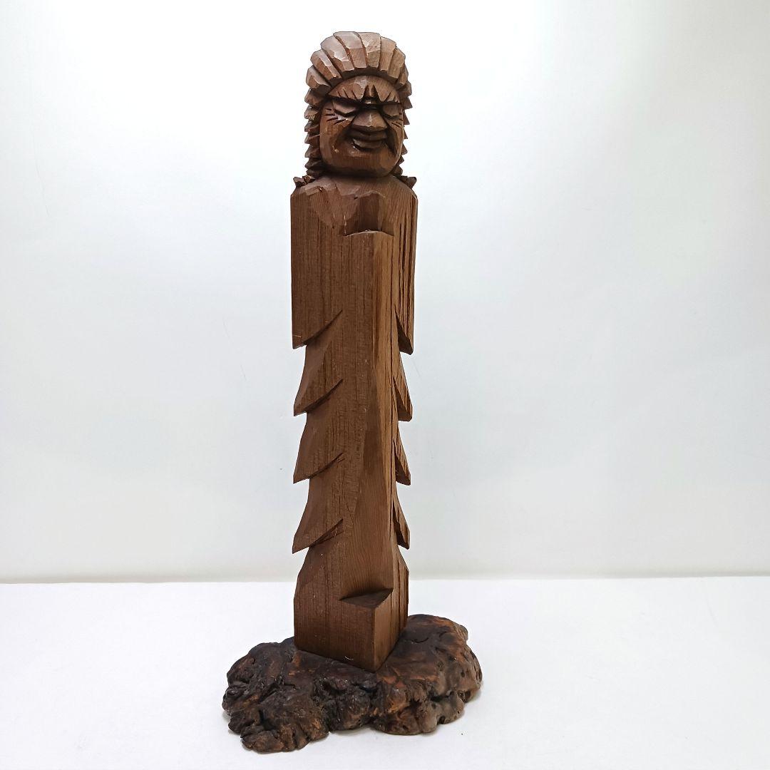 Y2293-28 仏教 木彫り 円空仏 義刀作 高さ29㎝　I