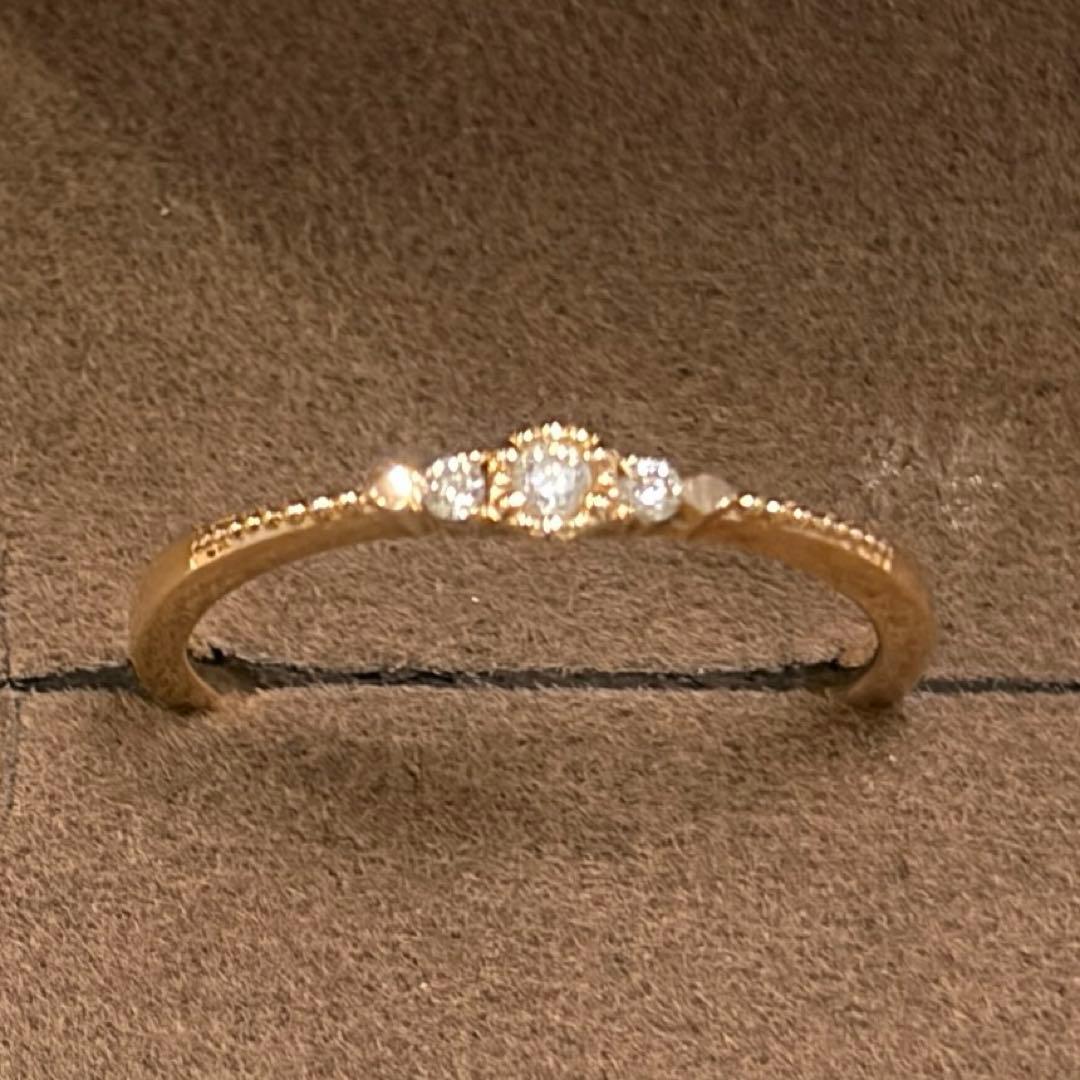 agete K10 0.04ct ヘキサゴン ダイヤモンドリング 9号