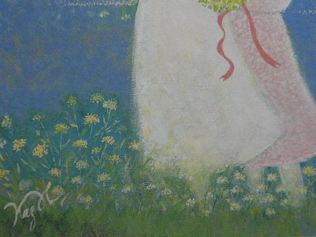 平林和子、【春の想い】、希少な額装用画集より、美品、新品額装付