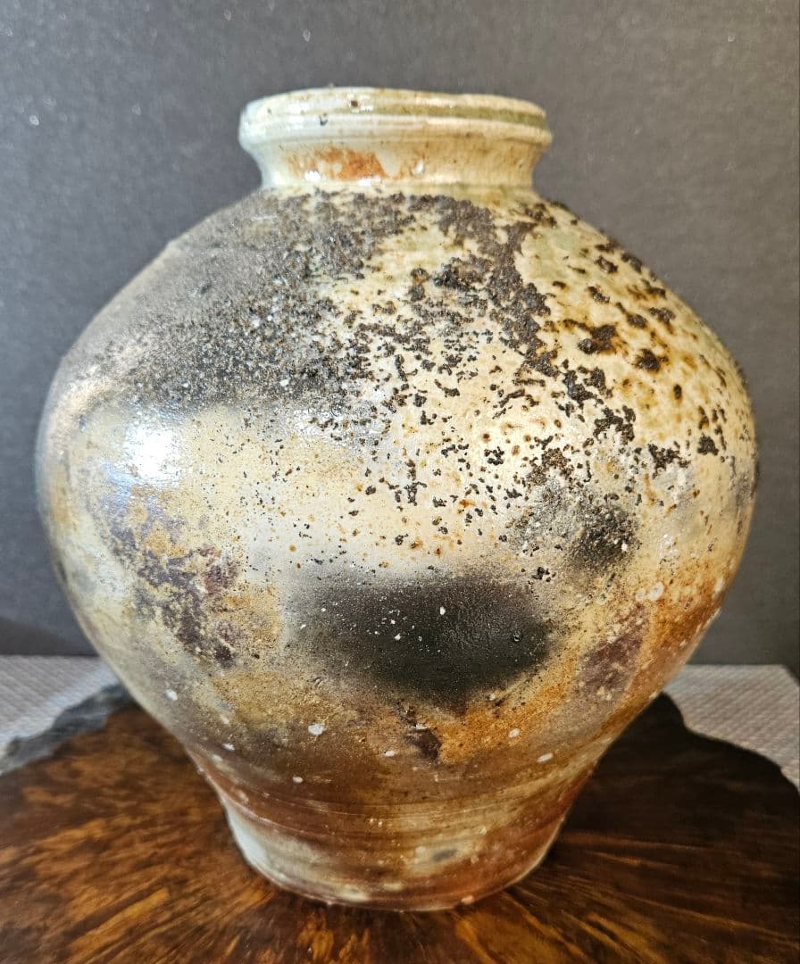 伊賀焼　森里香山作　窯変　高約23.1cm壺　大壺　花入　オブジェ　定価26万円