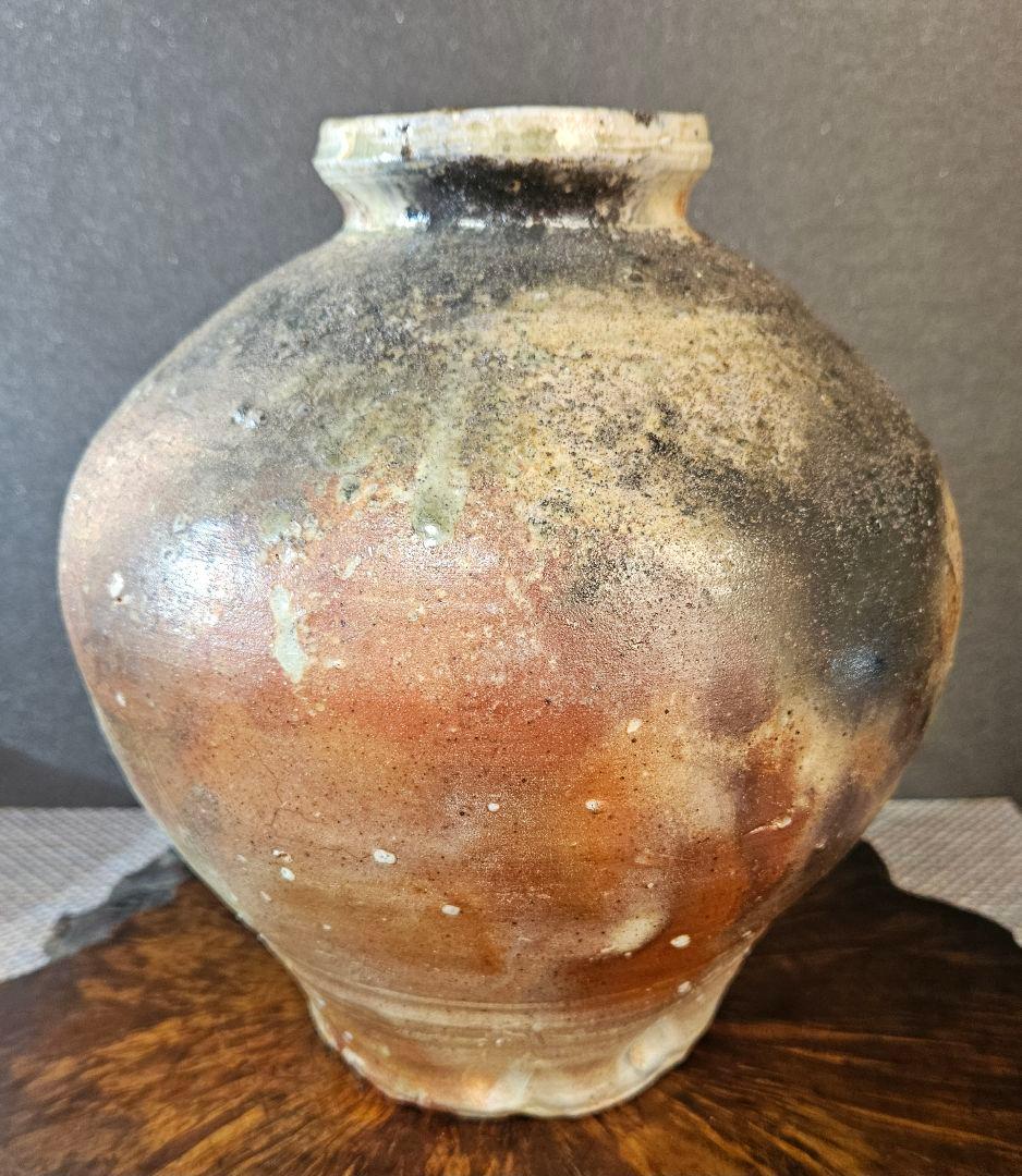 伊賀焼　森里香山作　窯変　高約23.1cm壺　大壺　花入　オブジェ　定価26万円