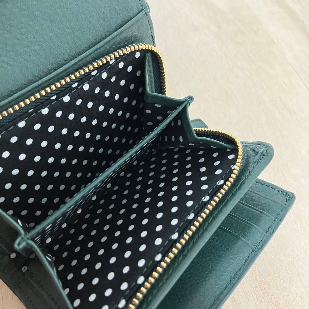 訳あり✨極美品・箱付✨アニエスベー✨三つ折り財布✨グリーン