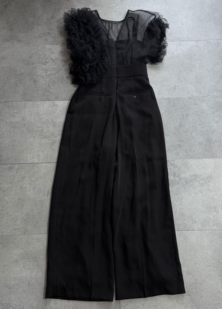 ラグナムーン チュールフリル パンツドレス オールインワン S オケージョン 黒