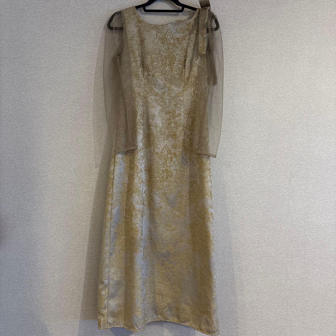 LE’RURE Shoulder ribbon jacquard dress