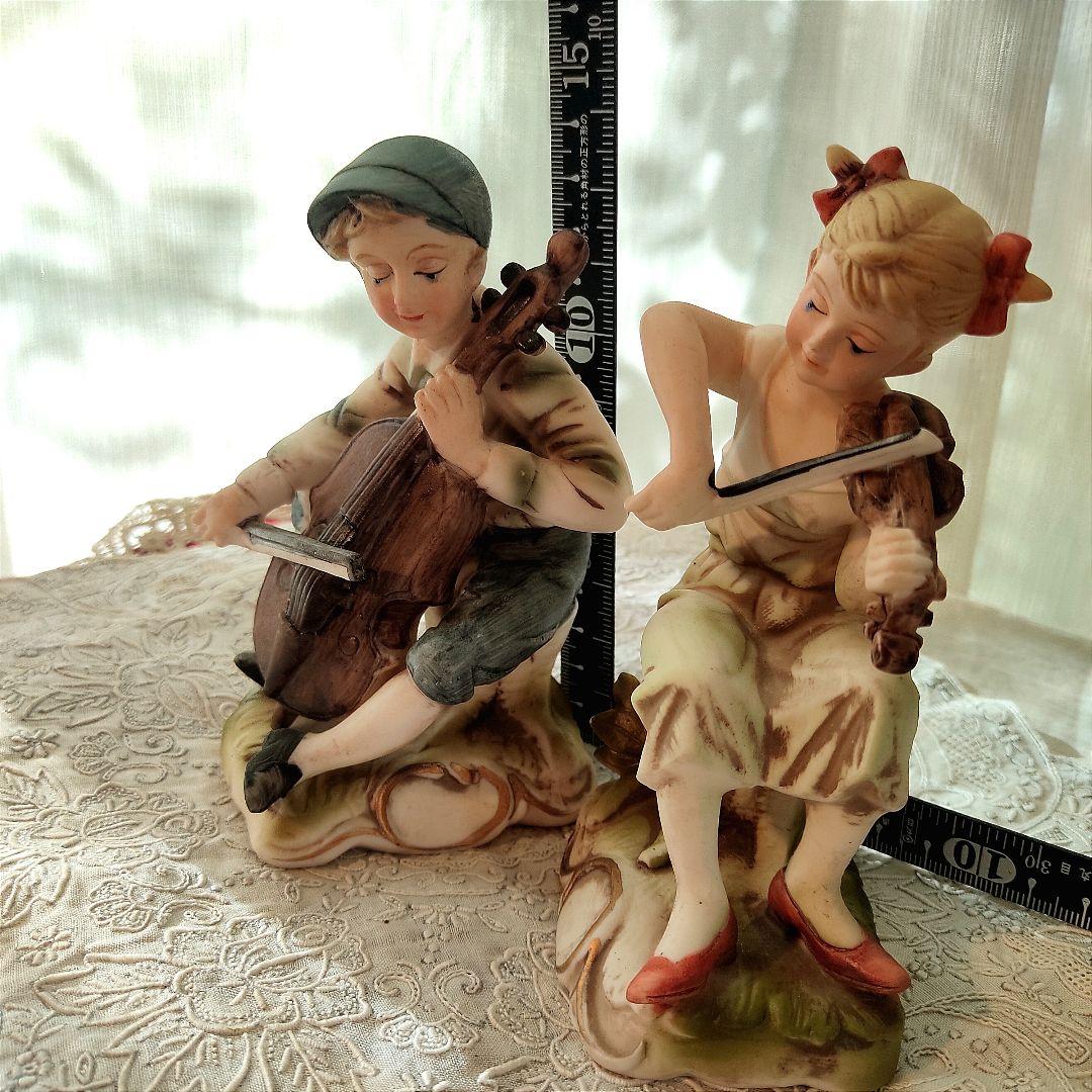 陶器　ビスクドール　バイオリン　チェロ　アンティーク　ヴィンテージ　フィギリン