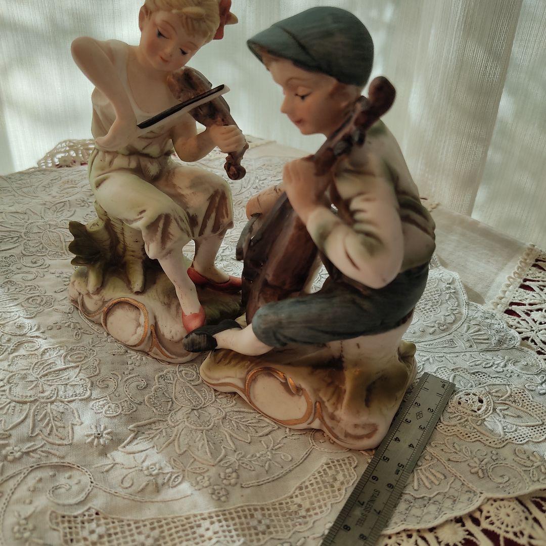 陶器　ビスクドール　バイオリン　チェロ　アンティーク　ヴィンテージ　フィギリン