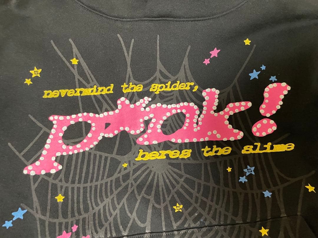 sp5der 黒 パーカー s 確実正規品