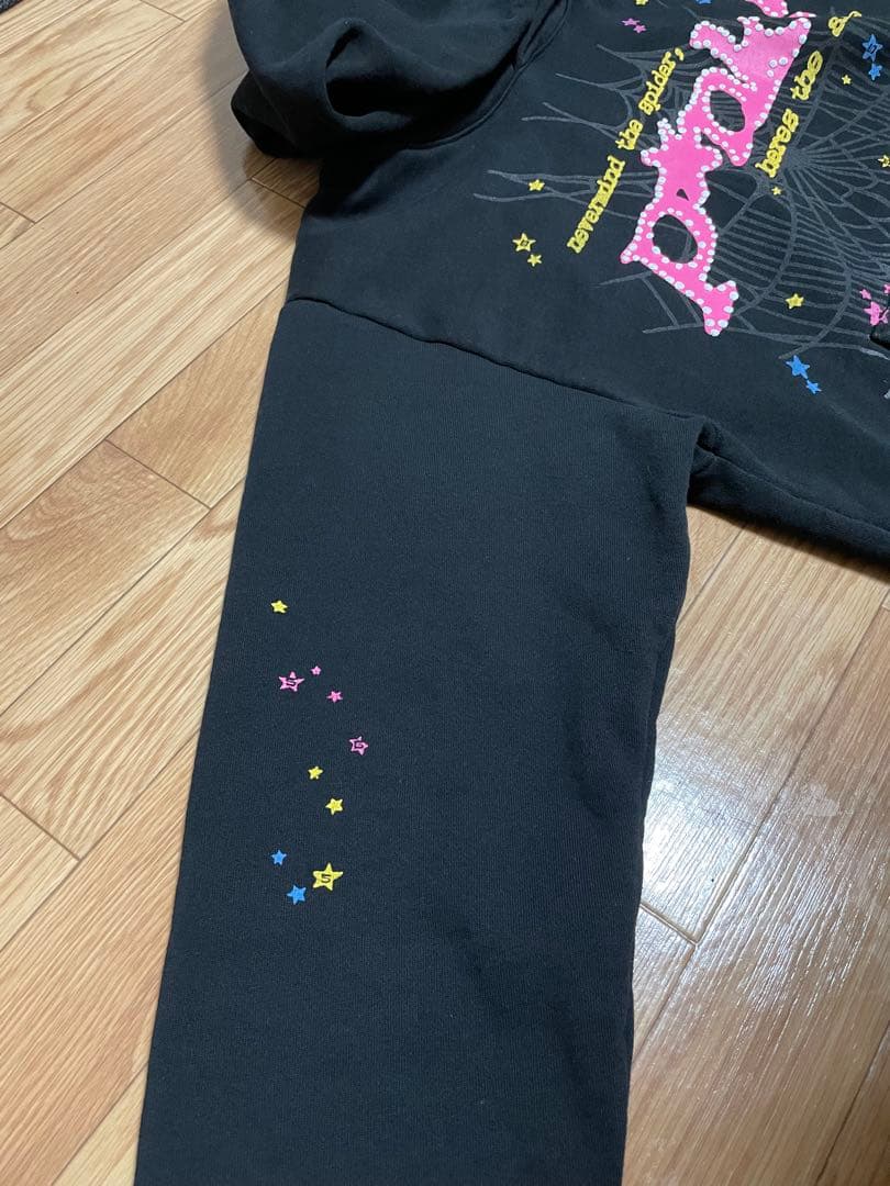 sp5der 黒 パーカー s 確実正規品