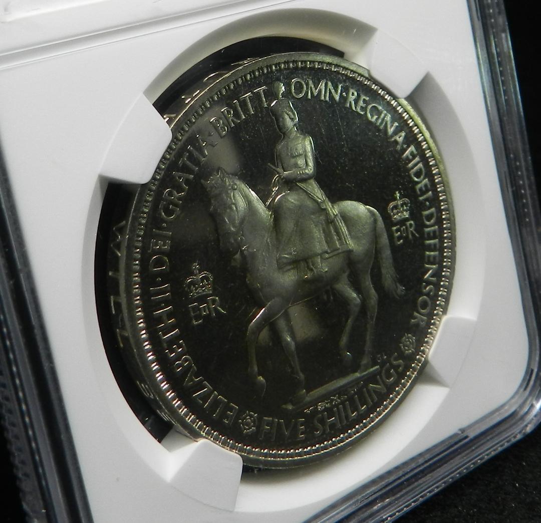 1953年 イギリス エリザベス2世 NGC 白銅貨 クラウン PF65 銀貨