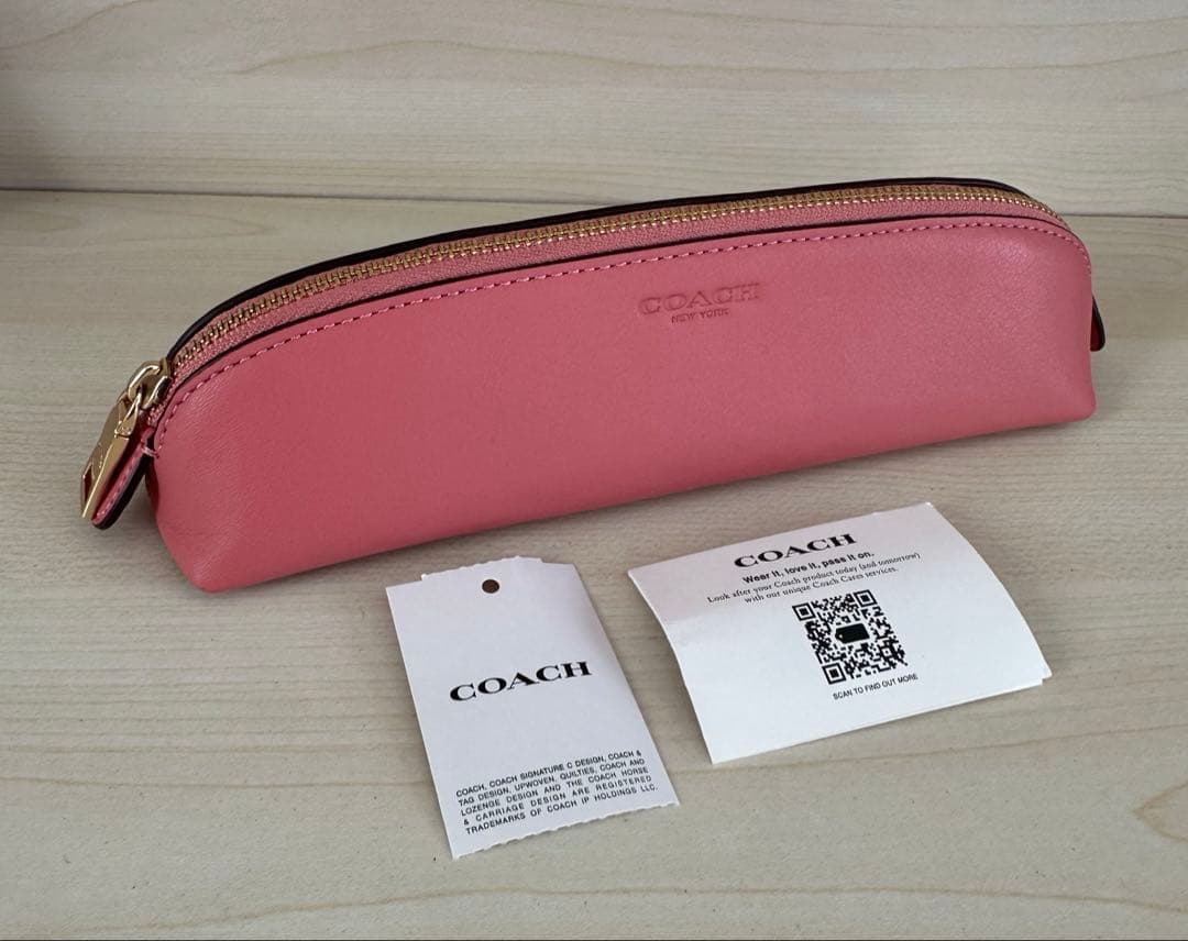 COACH コーチ 本革 レザー ペンケース CF152 タフィー ピンク新品