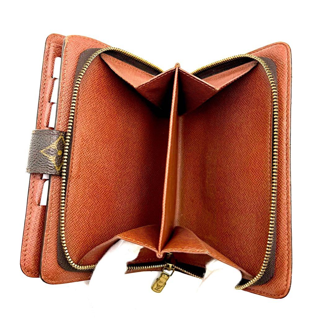 ルイヴィトン　モノグラム　二つ折り財布　手帳型　ポルトパピエジップ　パスケース付