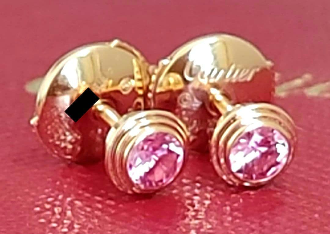 ※やや訳あり☆カルティエ ダムール K18PG ピンクサファイアピアス 証明書有