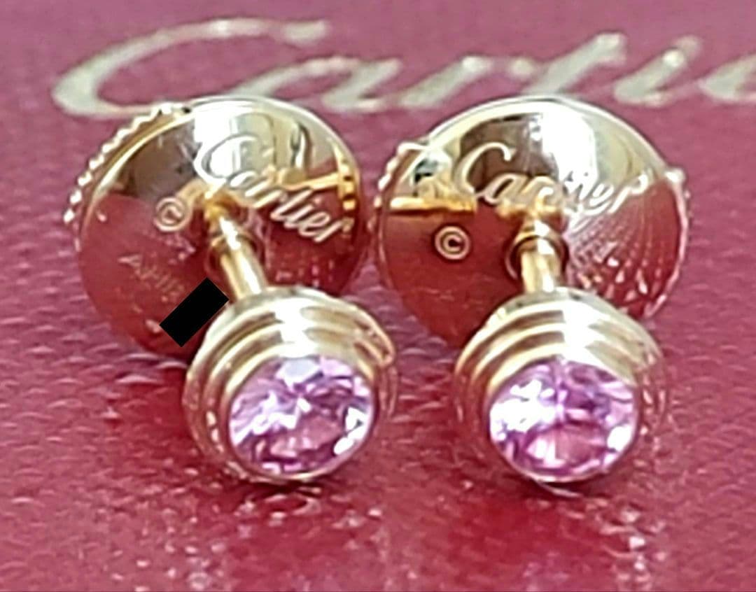 ※やや訳あり☆カルティエ ダムール K18PG ピンクサファイアピアス 証明書有