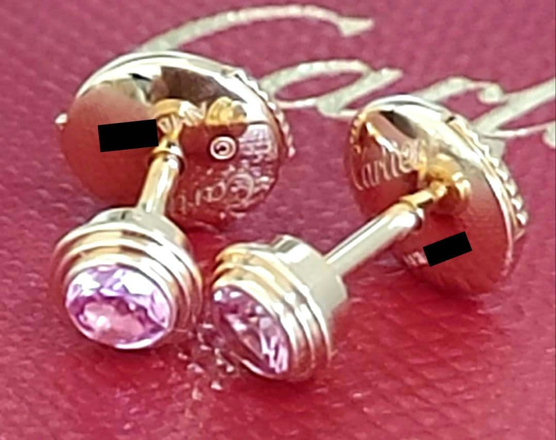 ※やや訳あり☆カルティエ ダムール K18PG ピンクサファイアピアス 証明書有