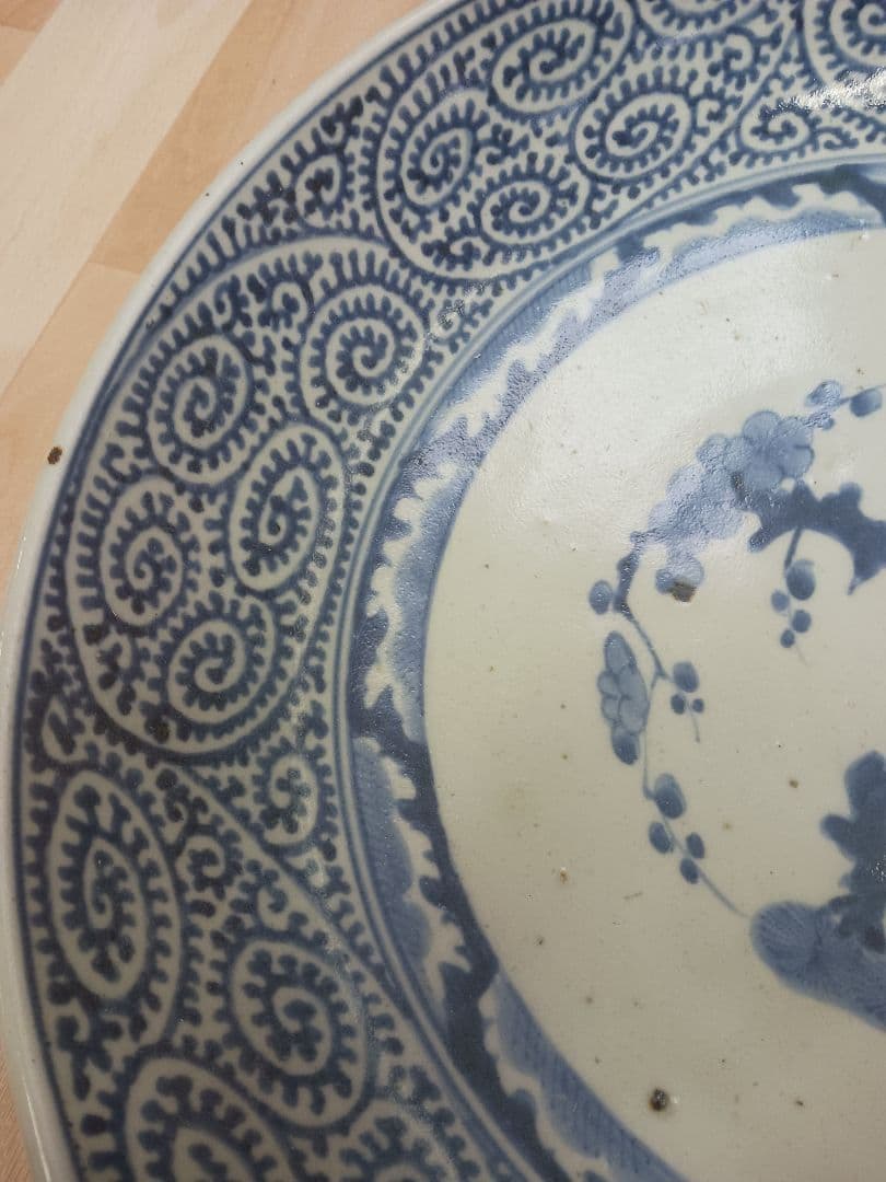 時代物　江戸期　蛸唐草　大皿　二重渦福　時代箱付　ほぼ無傷
