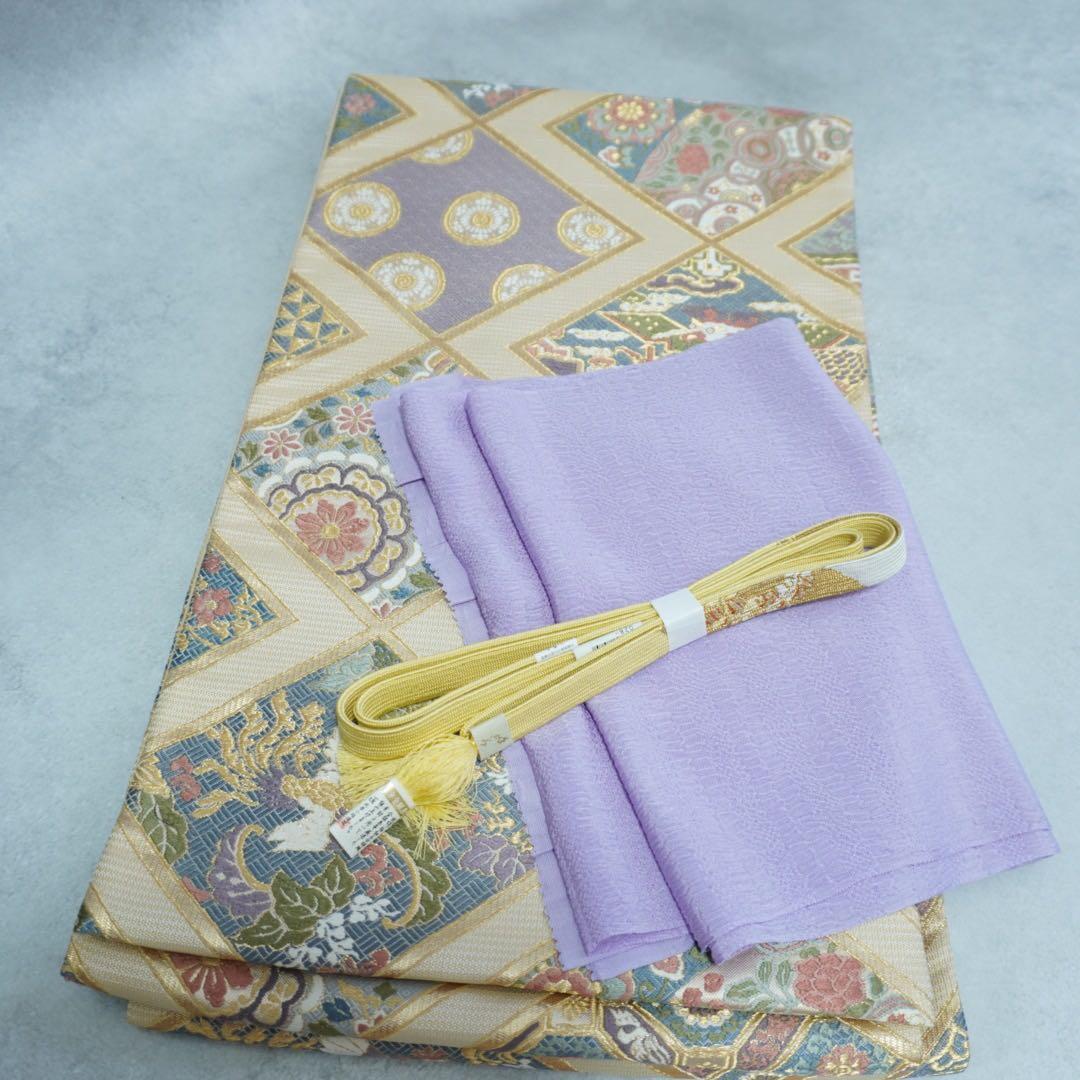 訪問着フルセット　263正絹　入学式　お宮参り【訪問着、袋帯、帯締め、帯揚げ】