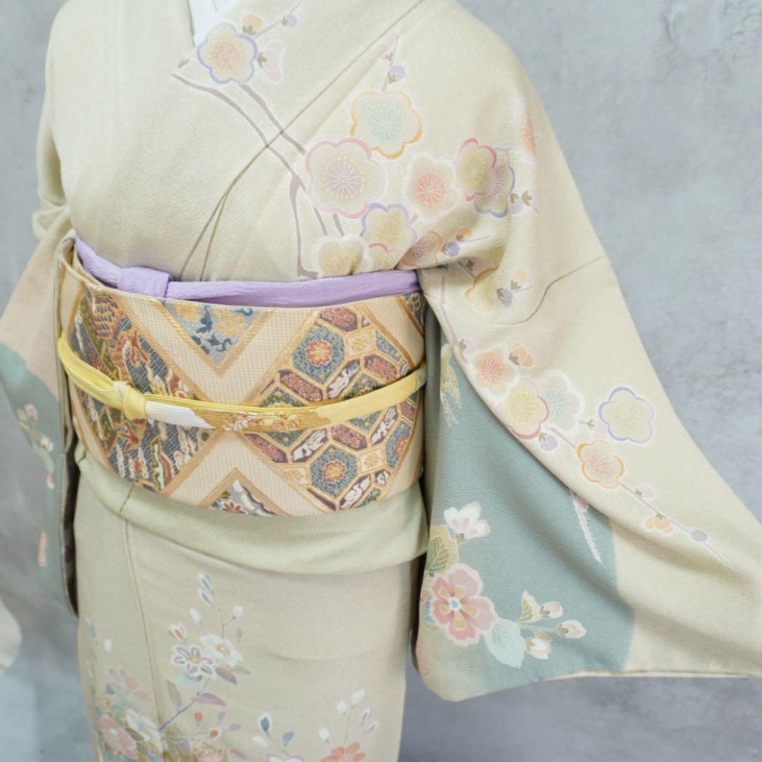 訪問着フルセット　263正絹　入学式　お宮参り【訪問着、袋帯、帯締め、帯揚げ】
