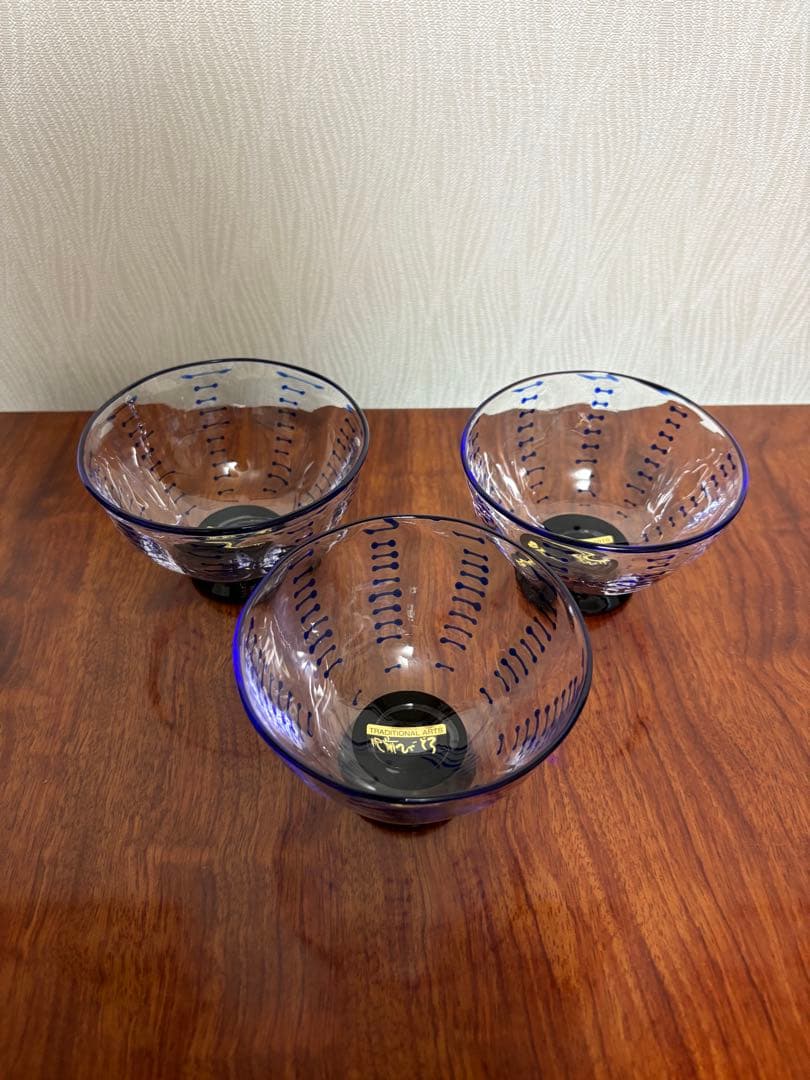 佐賀県重要無形文化財 肥前びーどろ　縄文シリーズ（大鉢3個セット）