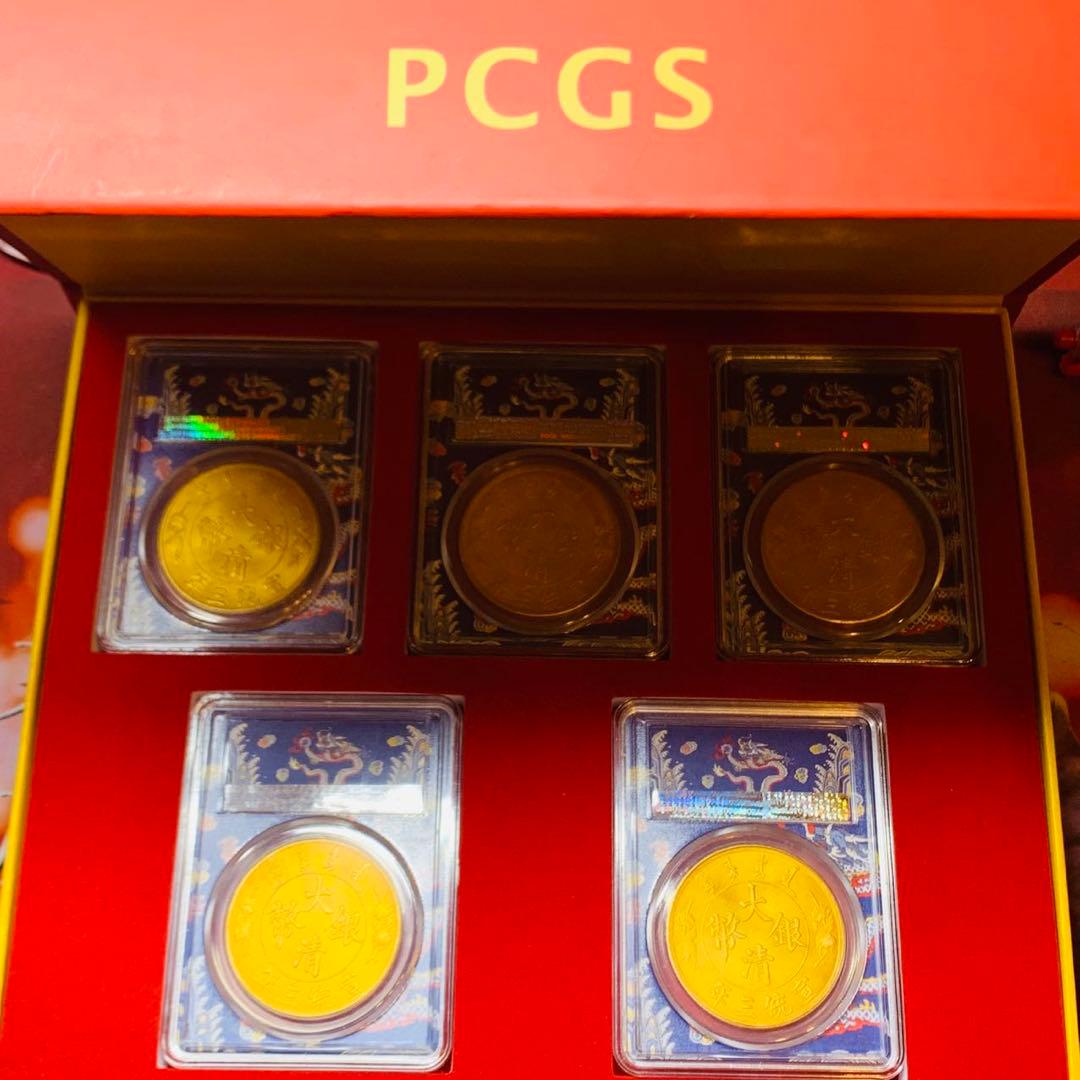 希少 美品 大清銀幣 宣統三年5枚セット 壹圓 龍紋 外国硬貨 入手困難 貿易銀