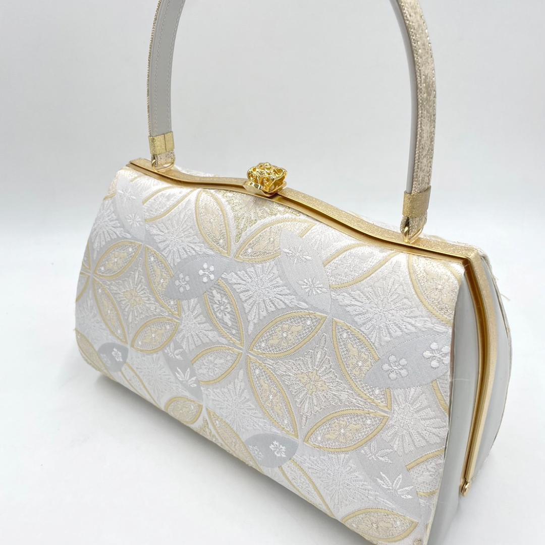 フォーマル礼装用　振袖 　日本謹製 西陣織　草履バッグセット 七宝柄シルバー