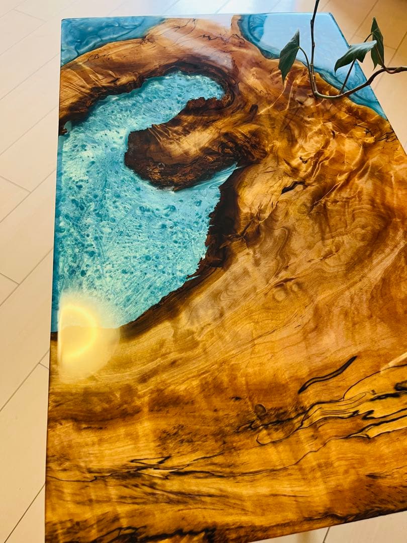 レジンテーブル　ソファテーブル　サイドテーブル　栃