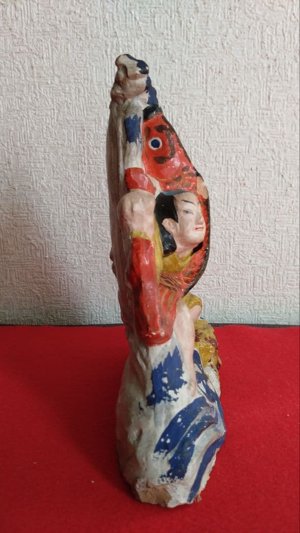 土人形　堤土人形　大型　鯉の滝登り　明治期　歌舞伎