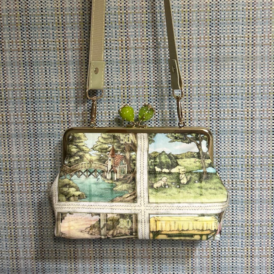 1840.ハンドメイド　18cm底板付きがま口バッグ　フランシュリッペ