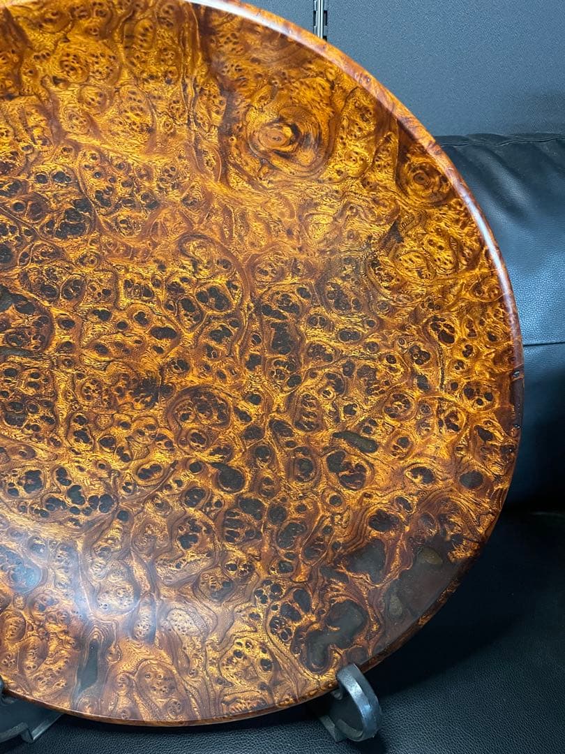 珍品　屋久杉　銘木　大型超極上泡瘤　極上光明　飾り皿　径約47cm