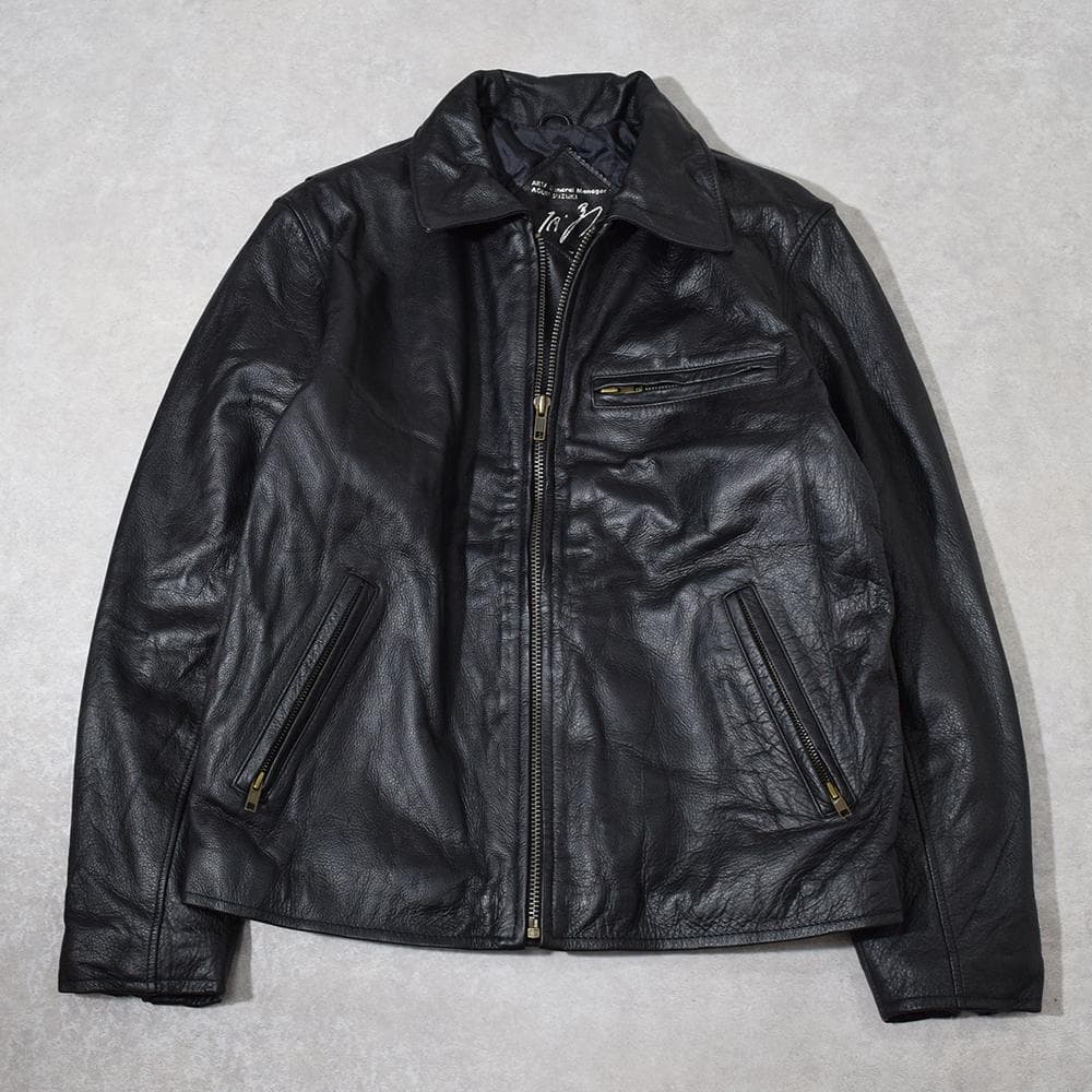 90年代 ARTA 鈴木亜久里 F1 牛革 レザーライダースジャケット 黒