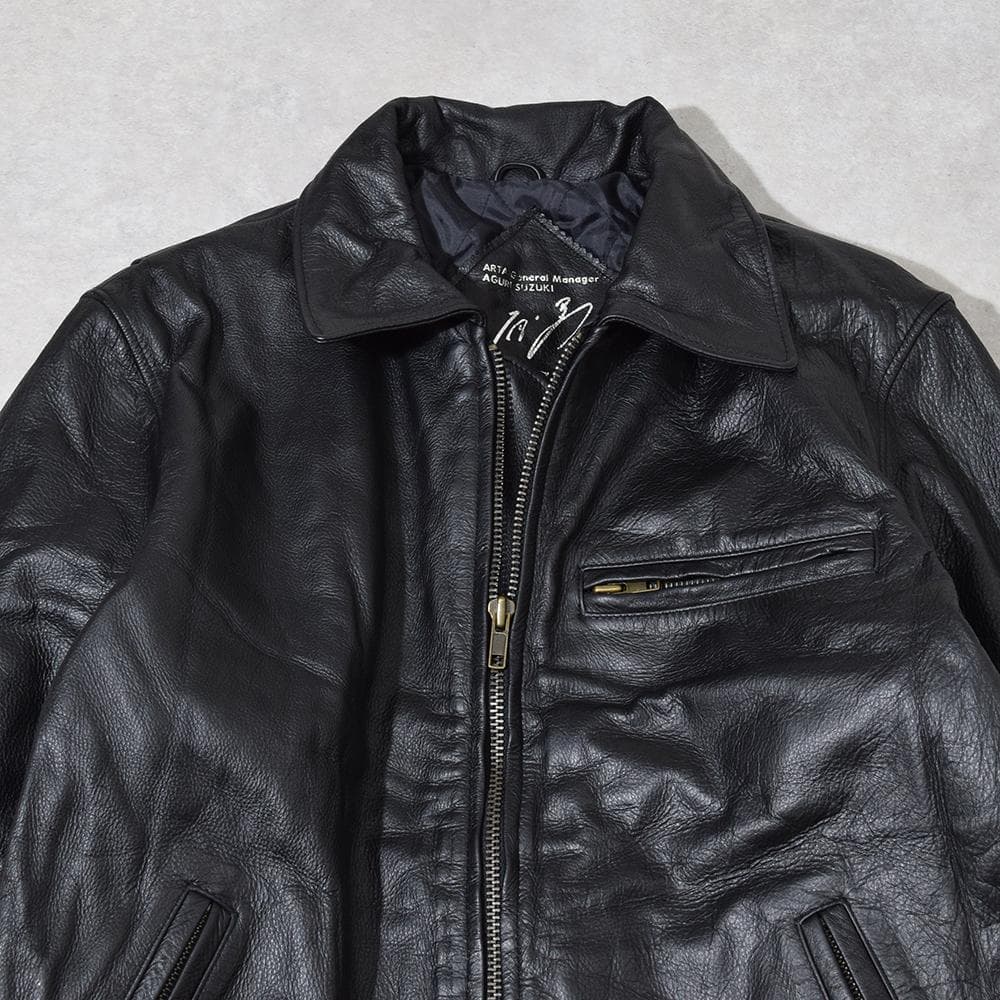 90年代 ARTA 鈴木亜久里 F1 牛革 レザーライダースジャケット 黒