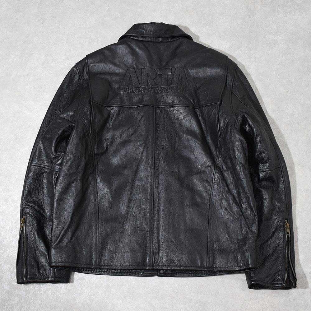 90年代 ARTA 鈴木亜久里 F1 牛革 レザーライダースジャケット 黒