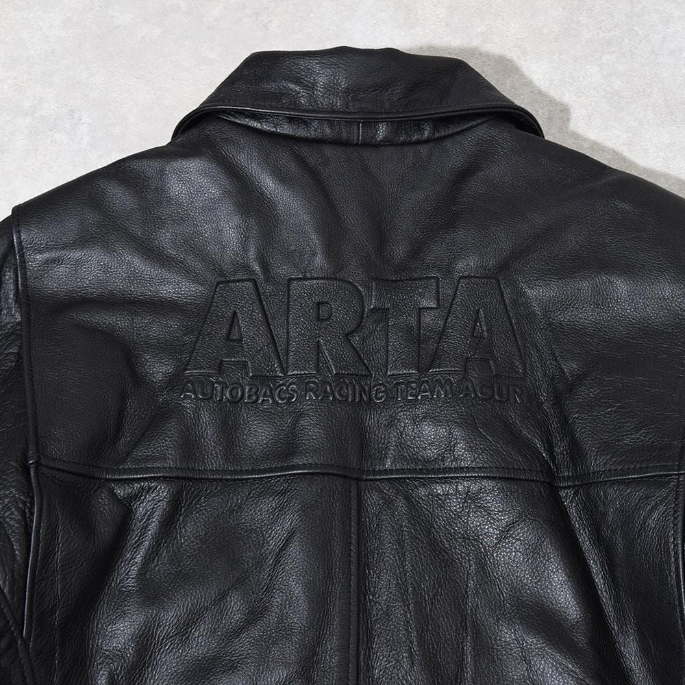 90年代 ARTA 鈴木亜久里 F1 牛革 レザーライダースジャケット 黒